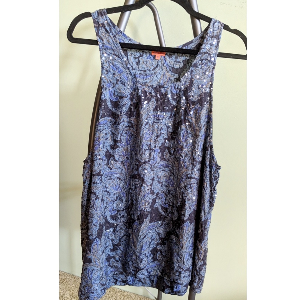 Chan Luu Blue Paisley Chiffon Sleeveless Blouse